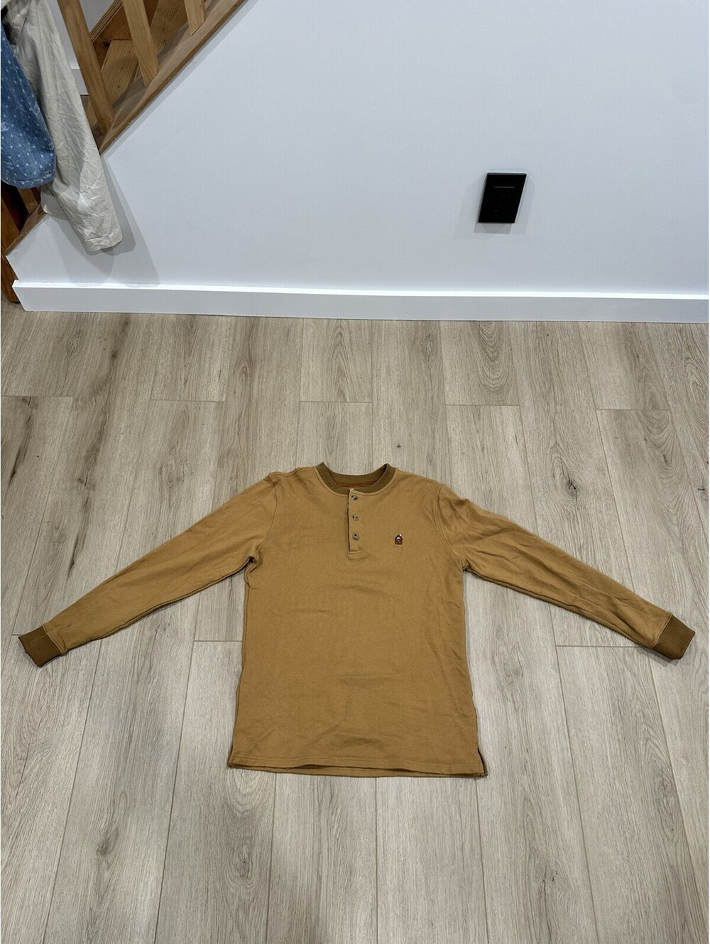 Kiel James Patrick Cozy Cabin Henley M Yellow Plaid Cabincore Preppy Gorpcore